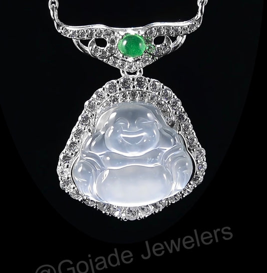 The Buddha Natural Jade Jadeite Pendant (S925 Silver)