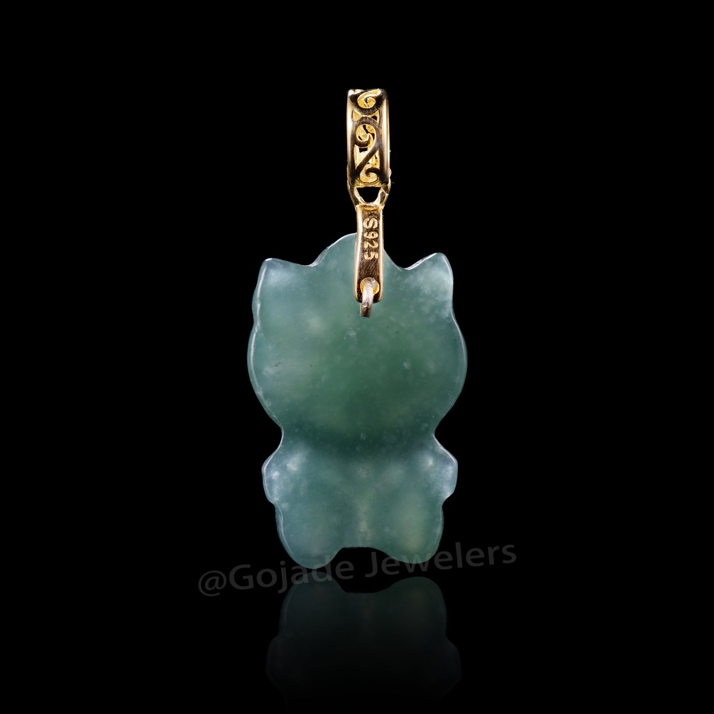 The Kitty CAT Jadeite 100% Natural Burma Jade Jadeite With Certificated (S925 Silver Buckle) a40