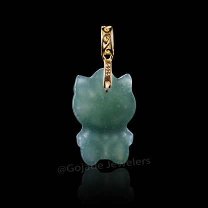 The Kitty CAT Jadeite 100% Natural Burma Jade Jadeite With Certificated (S925 Silver Buckle) a40