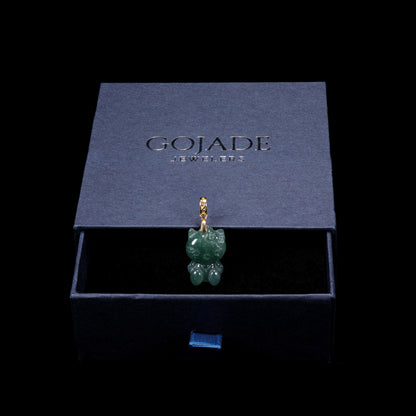 The Kitty CAT Jadeite 100% Natural Burma Jade Jadeite With Certificated (S925 Silver Buckle) a40