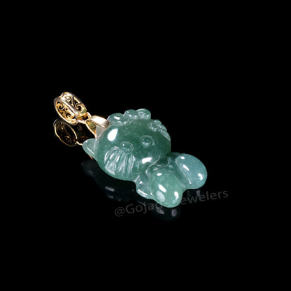 The Kitty CAT Jadeite 100% Natural Burma Jade Jadeite With Certificated (S925 Silver Buckle) a40