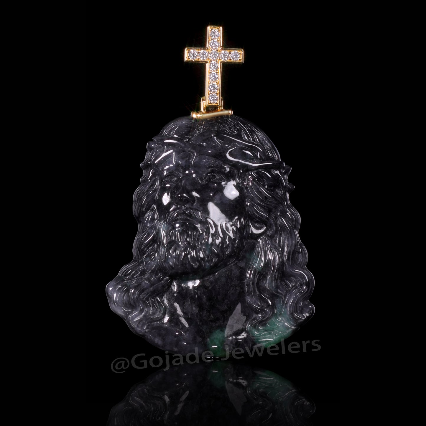 The Jesus Cross Jadeite 100% Natural Burma Jade Jadeite With Certificated (S925 Silver Buckle 18K Gold Plated) a59