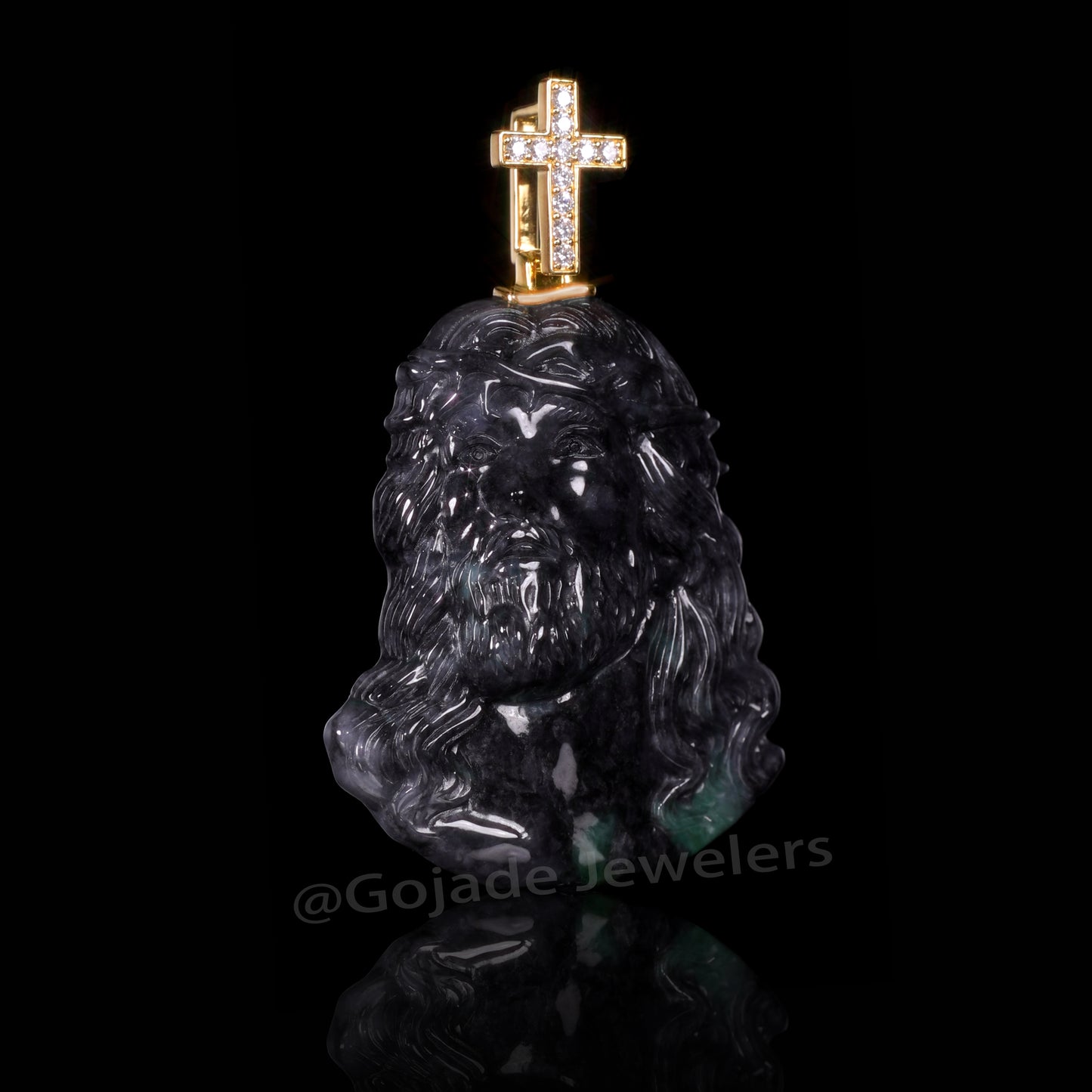 The Jesus Cross Jadeite 100% Natural Burma Jade Jadeite With Certificated (S925 Silver Buckle 18K Gold Plated) a59