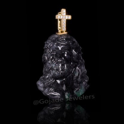 The Jesus Cross Jadeite 100% Natural Burma Jade Jadeite With Certificated (S925 Silver Buckle 18K Gold Plated) a59