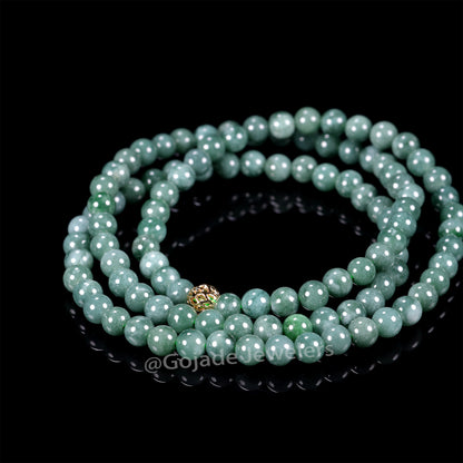 The 100% Natural Blue Bead Jade Jadeite Necklace (Gold-Plated) b1