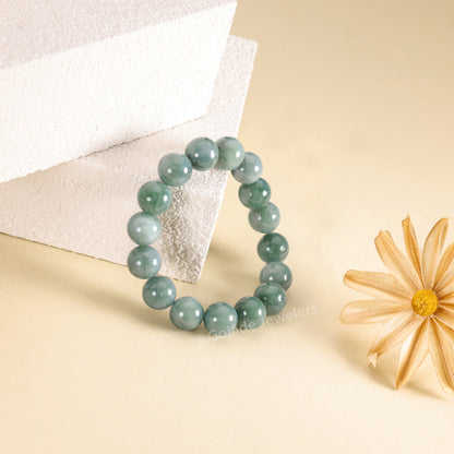 The 100% Natural Blue Bead Jade Jadeite Bracelet b7