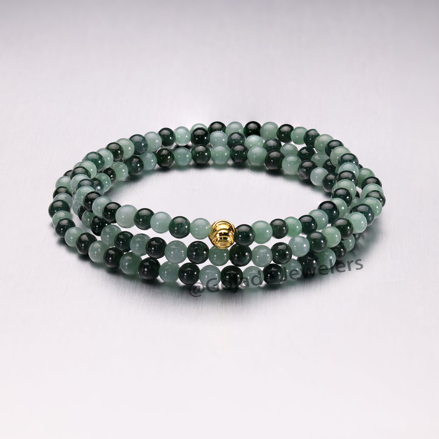 The 100% Natural Blue Bead Jade Jadeite Necklace (Gold-Plated) b13
