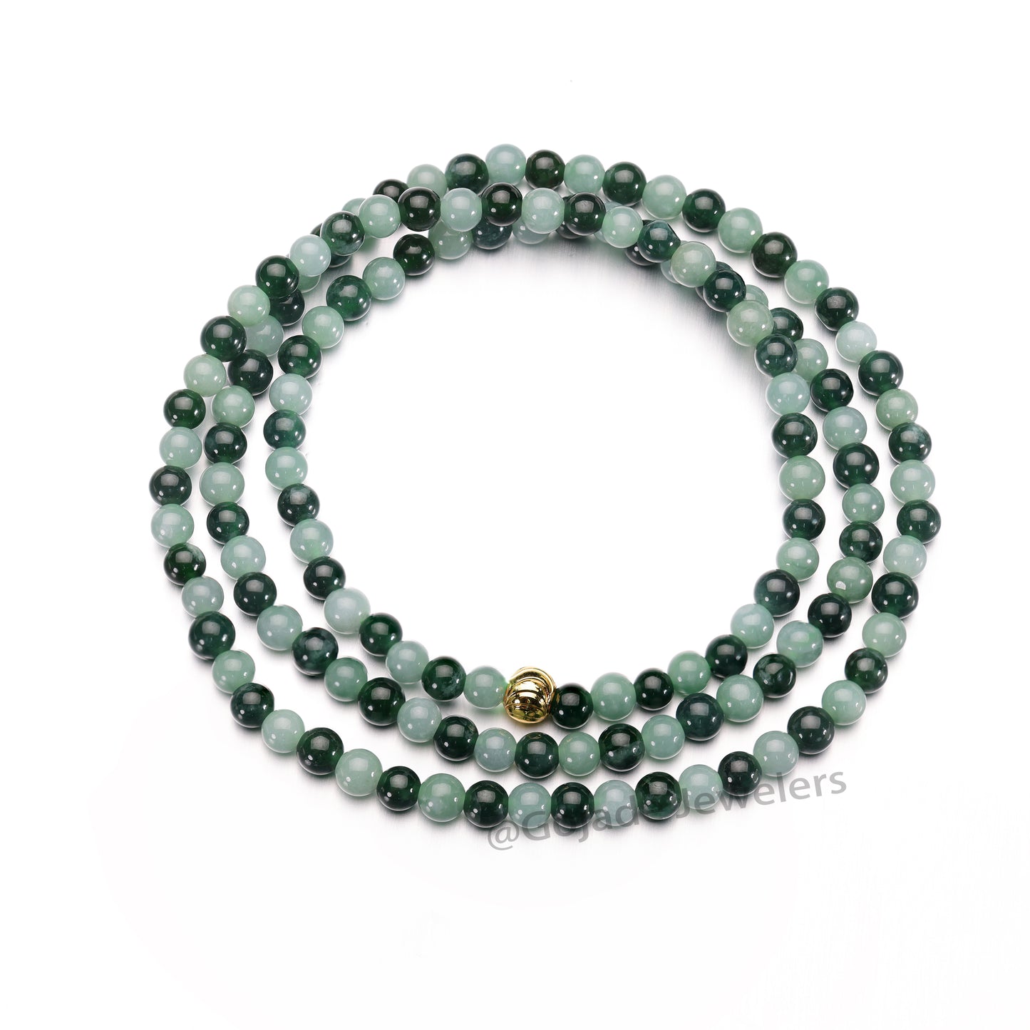 The 100% Natural Blue Bead Jade Jadeite Necklace (Gold-Plated) b13