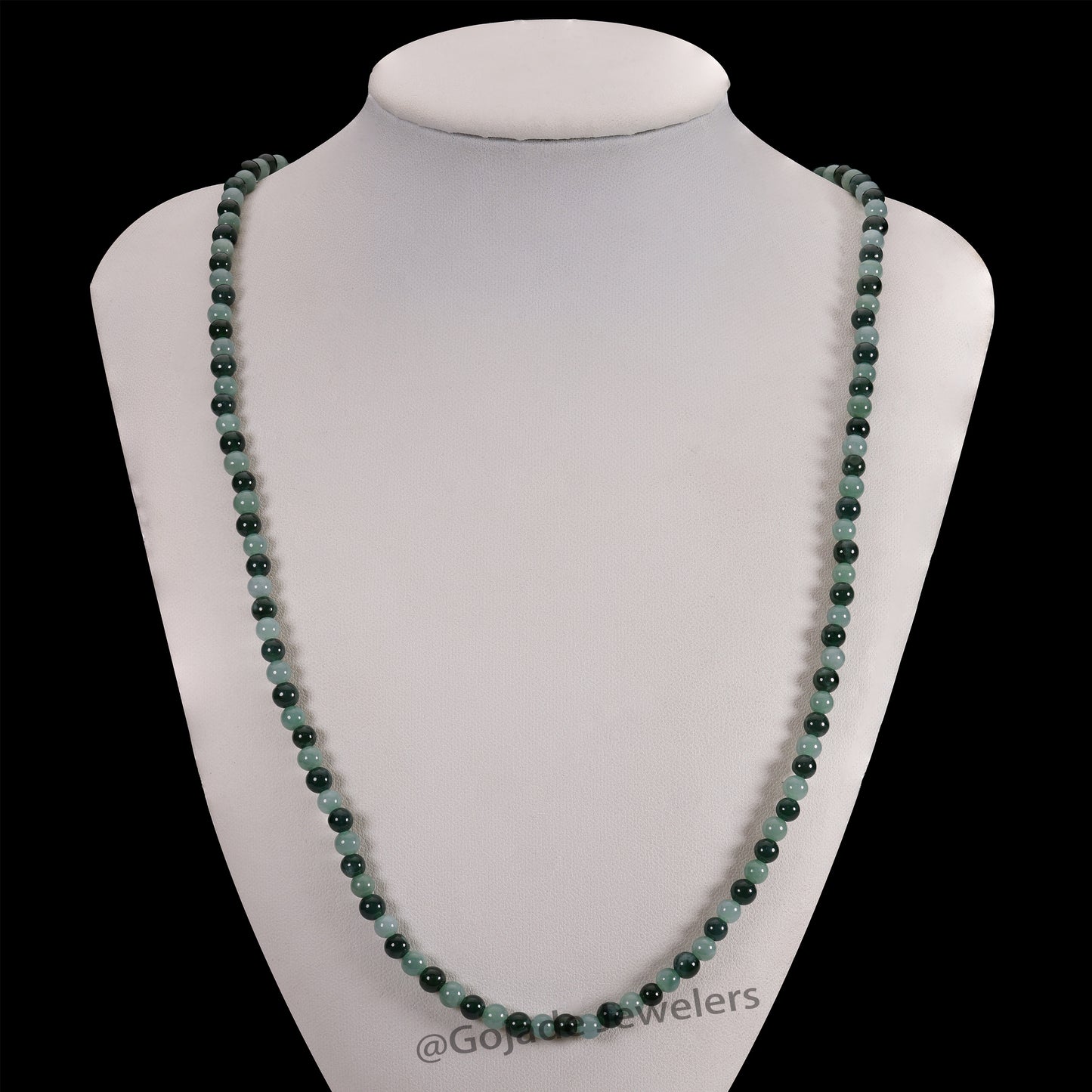 The 100% Natural Blue Bead Jade Jadeite Necklace (Gold-Plated) b13