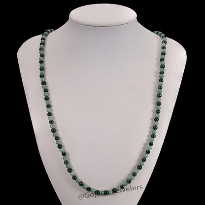 The 100% Natural Blue Bead Jade Jadeite Necklace (Gold-Plated) b13