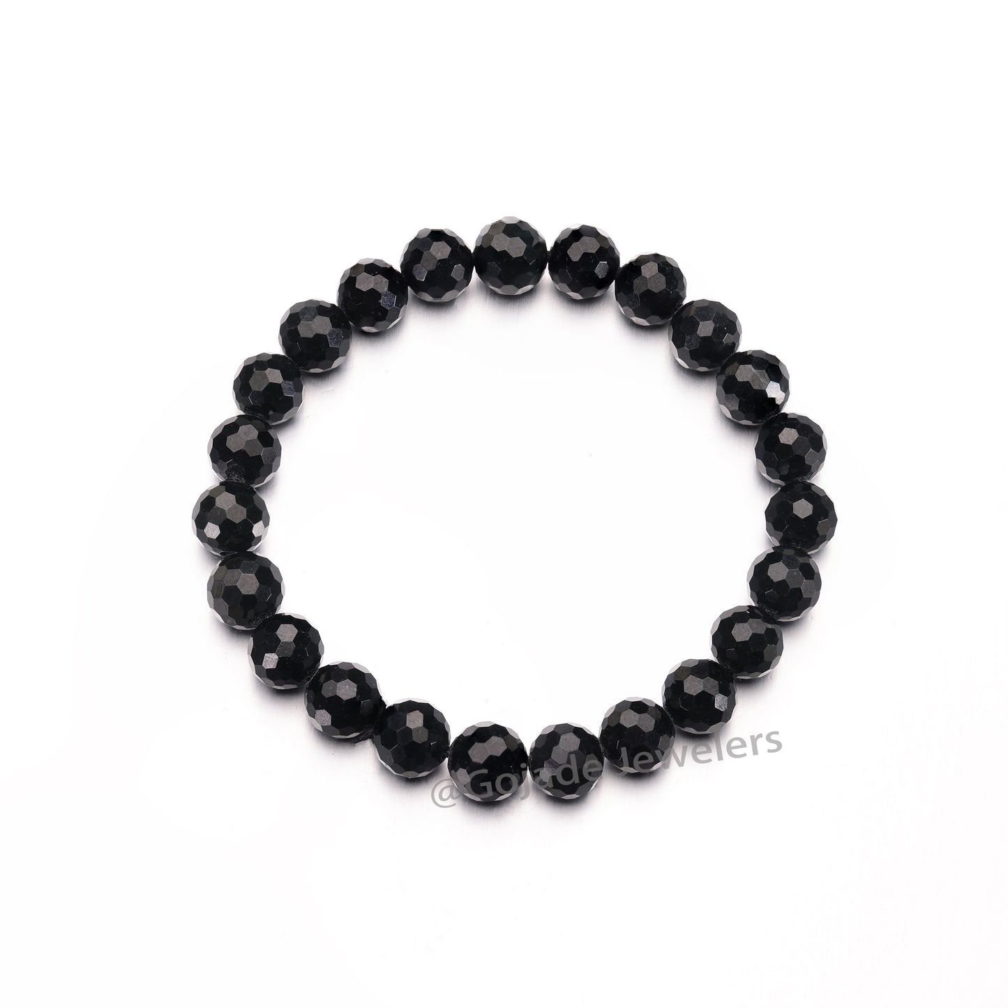 The 100% Natural Black Diamond Cut Bead Jade Jadeite Bracelet b17