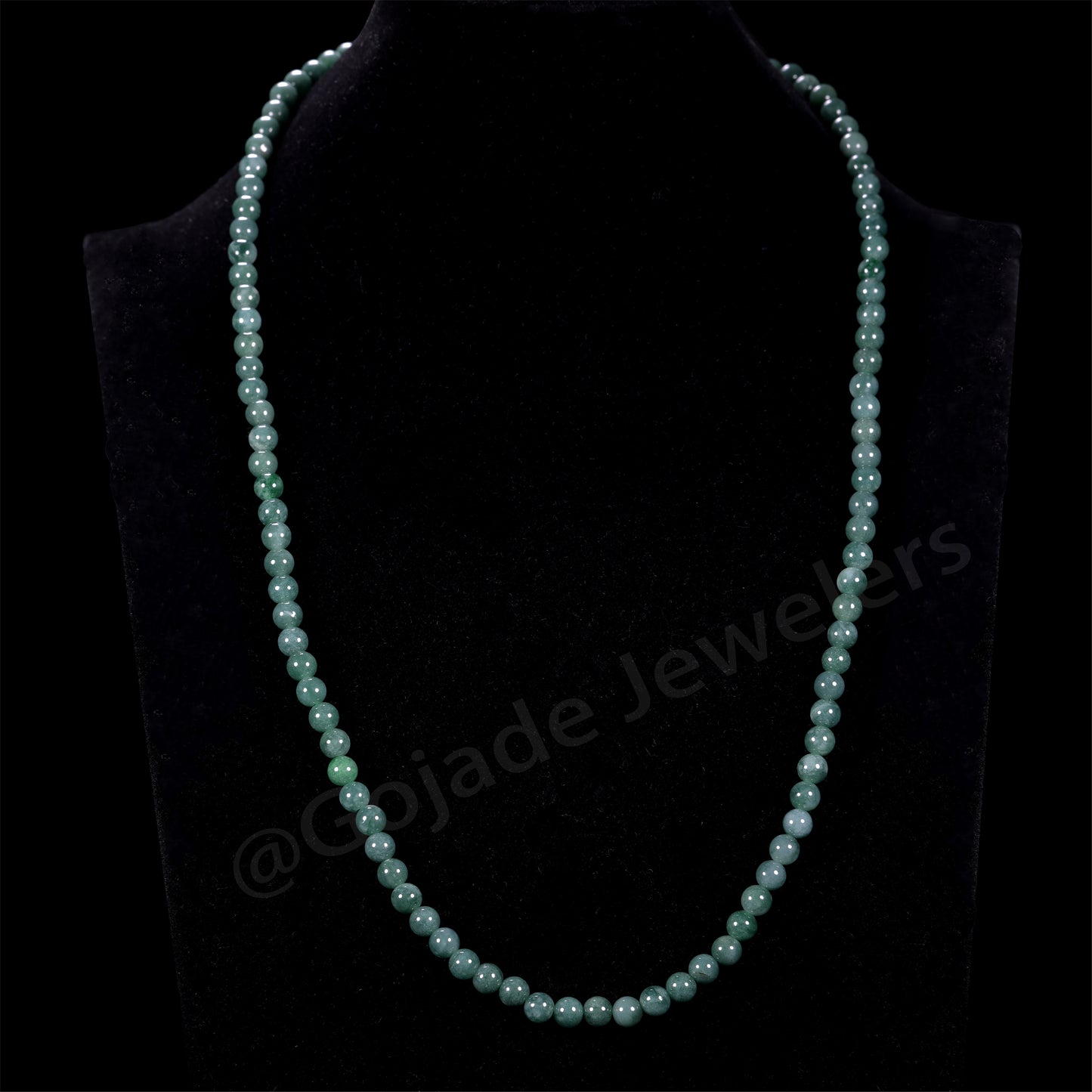 The 100% Natural Blue Bead Jade Jadeite Necklace (Gold-Plated) b1