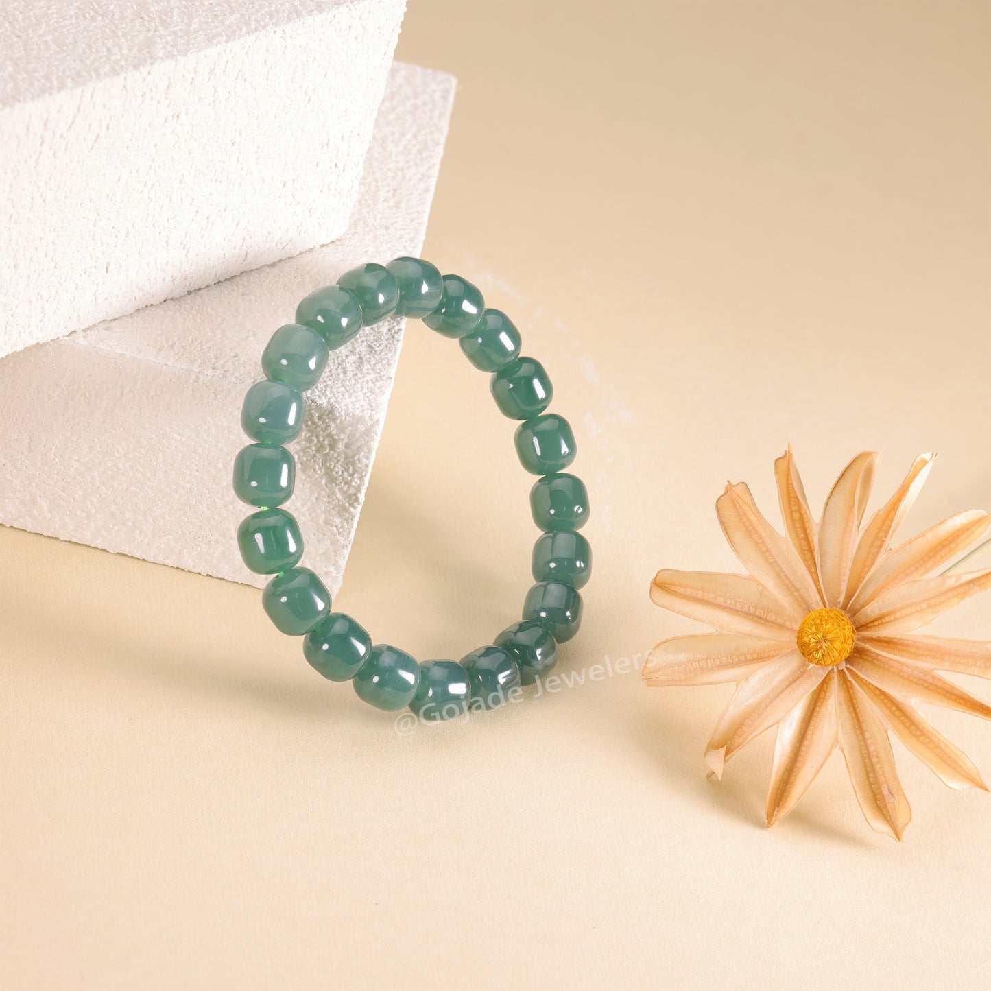 The 100% Natural Blue Bead Jade Jadeite Bracelet b20