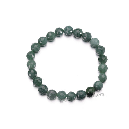 The 100% Natural Blue Diamond Cut Bead Jade Jadeite Bracelet b23