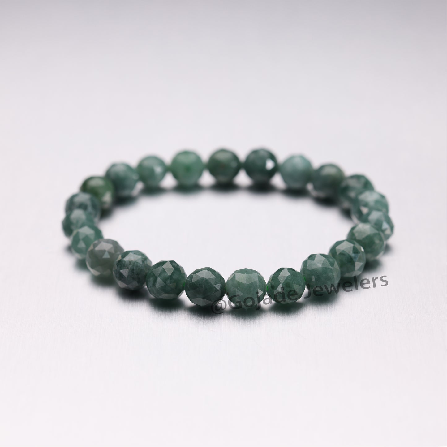 The 100% Natural Blue Diamond Cut Bead Jade Jadeite Bracelet b23