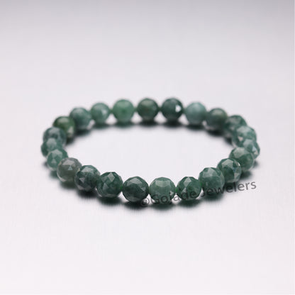 The 100% Natural Blue Diamond Cut Bead Jade Jadeite Bracelet b23