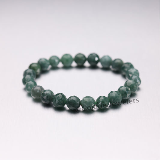The 100% Natural Blue Diamond Cut Bead Jade Jadeite Bracelet b23