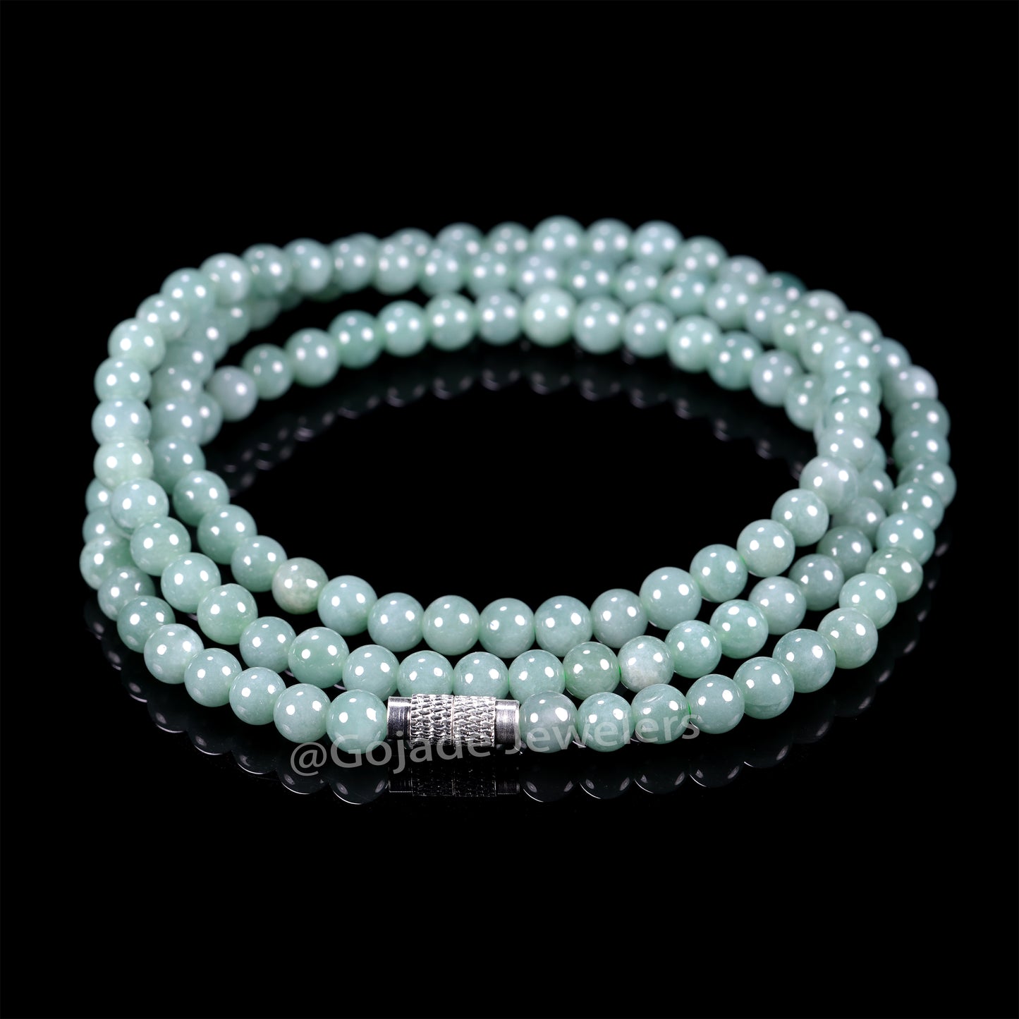 The 100% Natural Bead Jade Jadeite Necklace (Gold-Plated) b4
