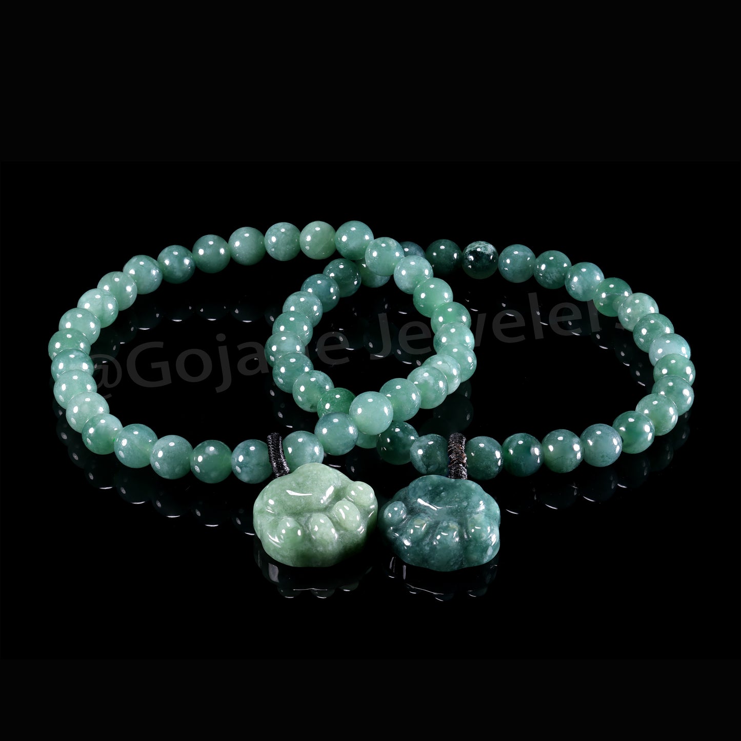 Bear Hand Bracelet 100% Natural Burma Jade Jadeite With Certificated