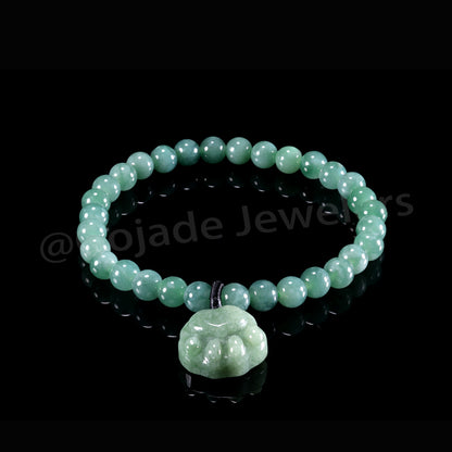 Bear Hand Bracelet 100% Natural Burma Jade Jadeite With Certificated