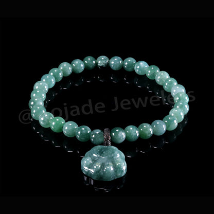 Bear Hand Bracelet 100% Natural Burma Jade Jadeite With Certificated