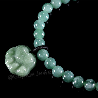 Bear Hand Bracelet 100% Natural Burma Jade Jadeite With Certificated