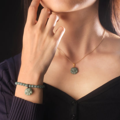 Bear Hand Bracelet 100% Natural Burma Jade Jadeite With Certificated