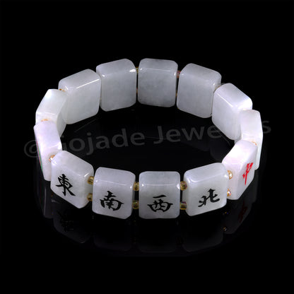 Majiang (Mahjong) 13幺 Bracelet 100% Natural Burma Jade Jadeite With Certificated b87