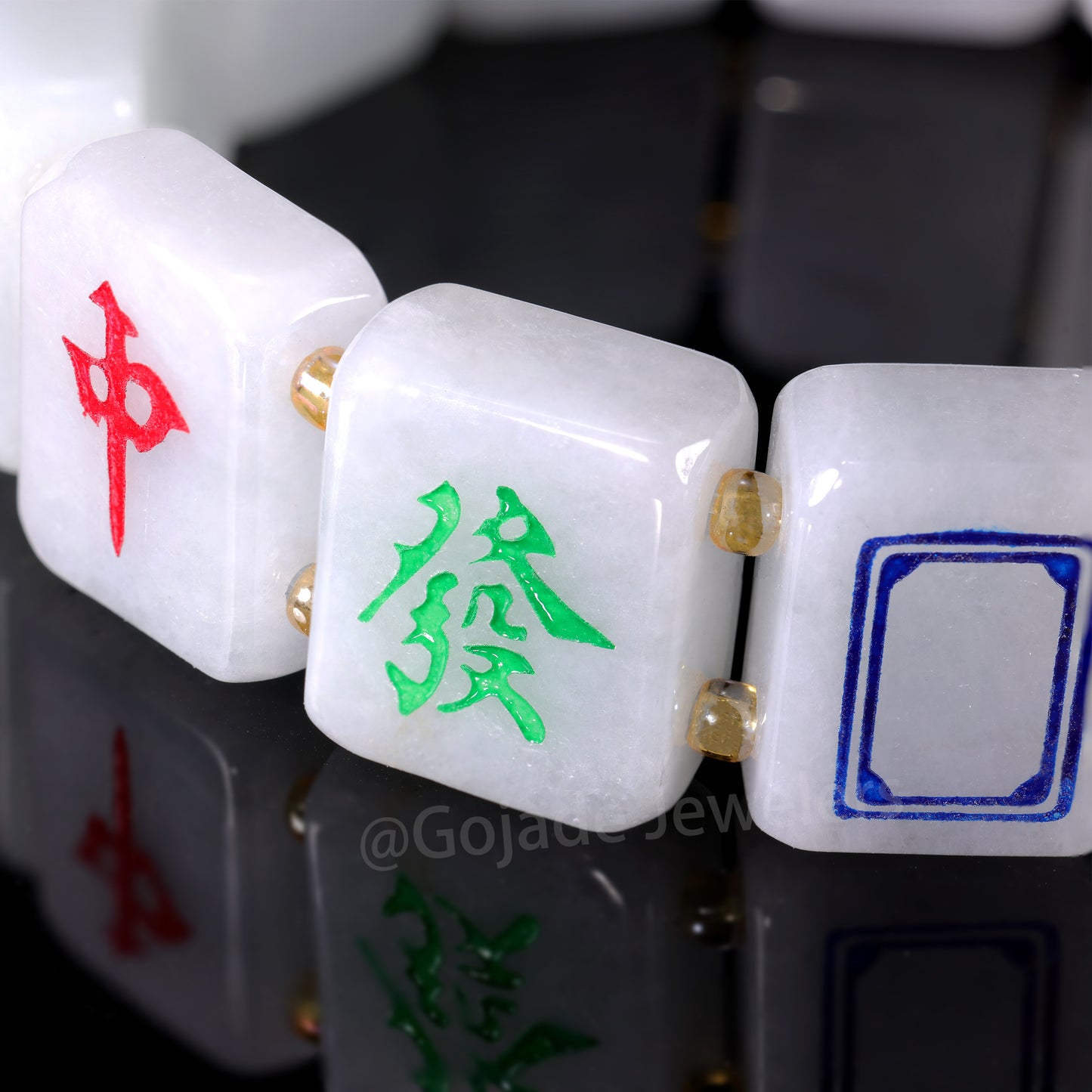 Majiang (Mahjong) 13幺 Bracelet 100% Natural Burma Jade Jadeite With Certificated b87