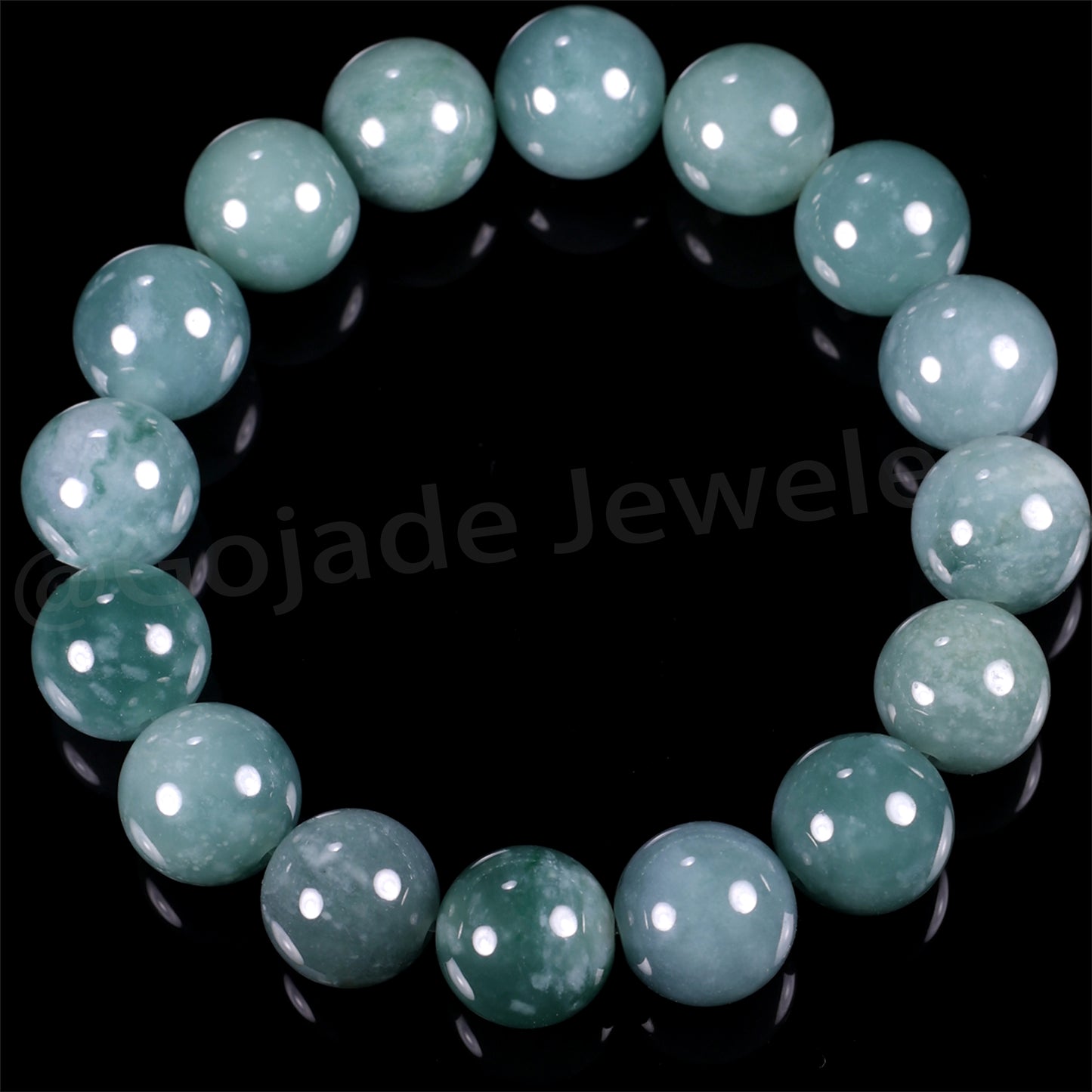 The 100% Natural Blue Bead Jade Jadeite Bracelet b7
