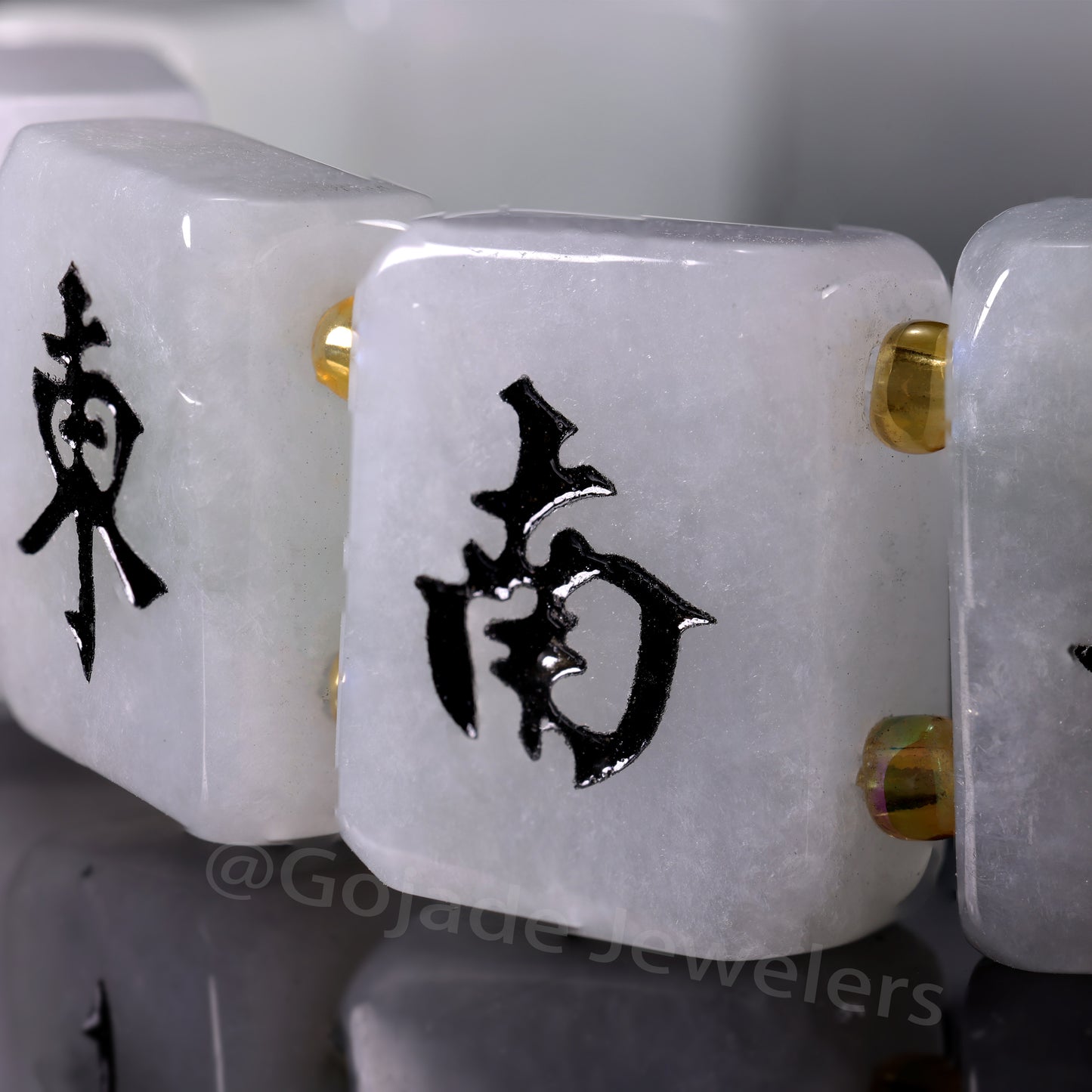 Majiang (Mahjong) 13幺 Bracelet 100% Natural Burma Jade Jadeite With Certificated b87