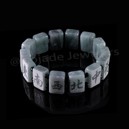 Majiang (Mahjong) 13幺 Bracelet 100% Natural Burma Jade Jadeite With Certificated b87