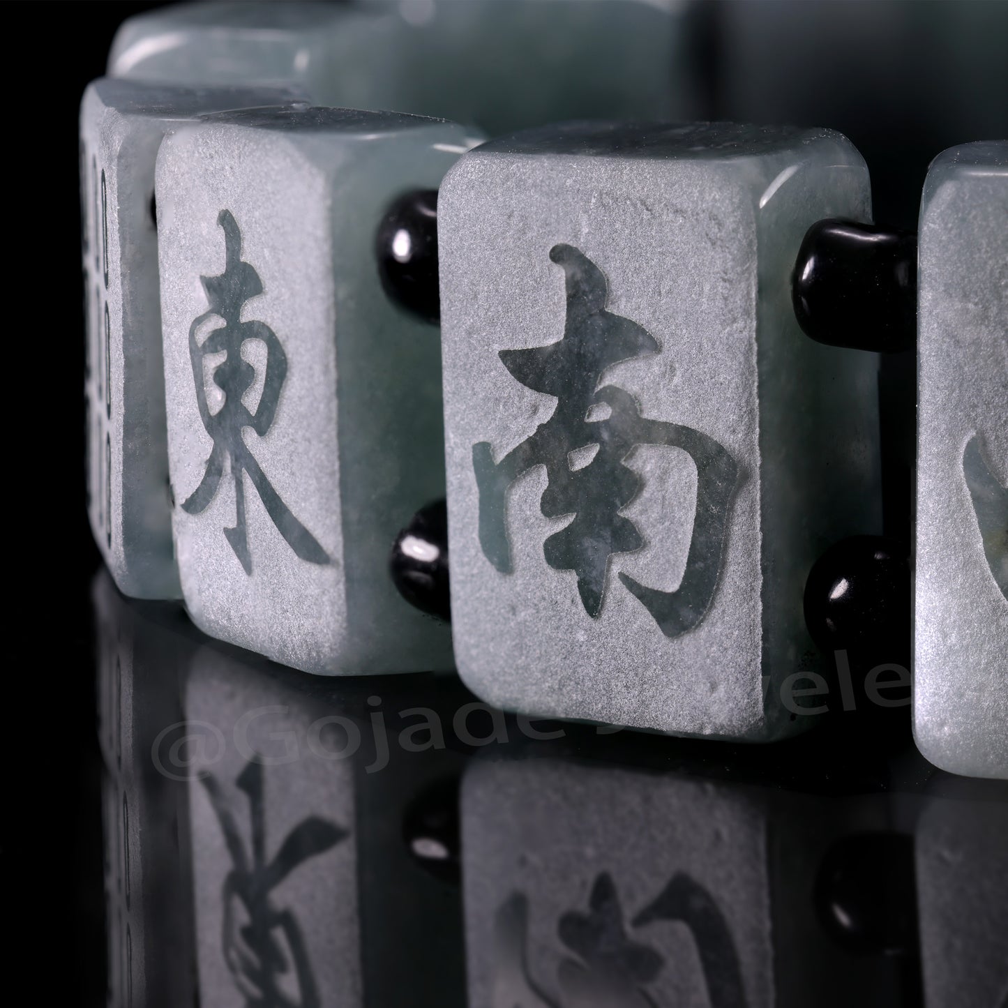 Majiang (Mahjong) 13幺 Bracelet 100% Natural Burma Jade Jadeite With Certificated b87