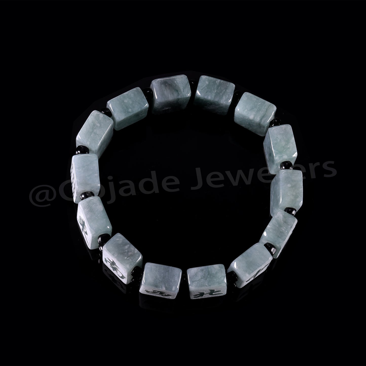 Majiang (Mahjong) 13幺 Bracelet 100% Natural Burma Jade Jadeite With Certificated b87