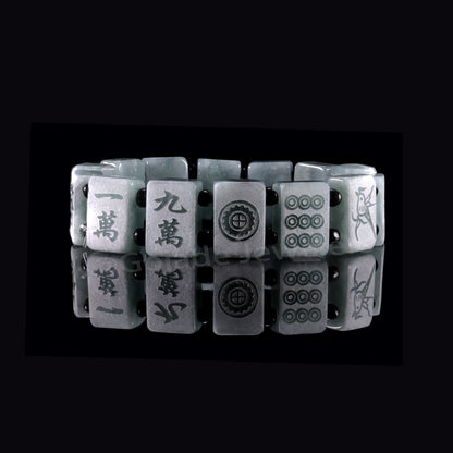 Majiang (Mahjong) 13幺 Bracelet 100% Natural Burma Jade Jadeite With Certificated b87