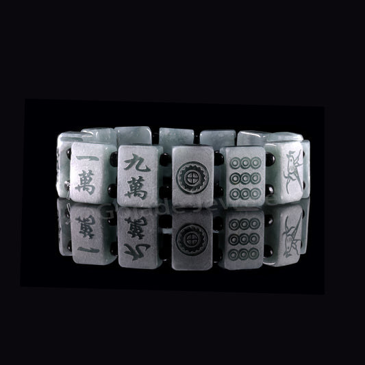 Majiang (Mahjong) 13幺 Bracelet 100% Natural Burma Jade Jadeite With Certificated b87