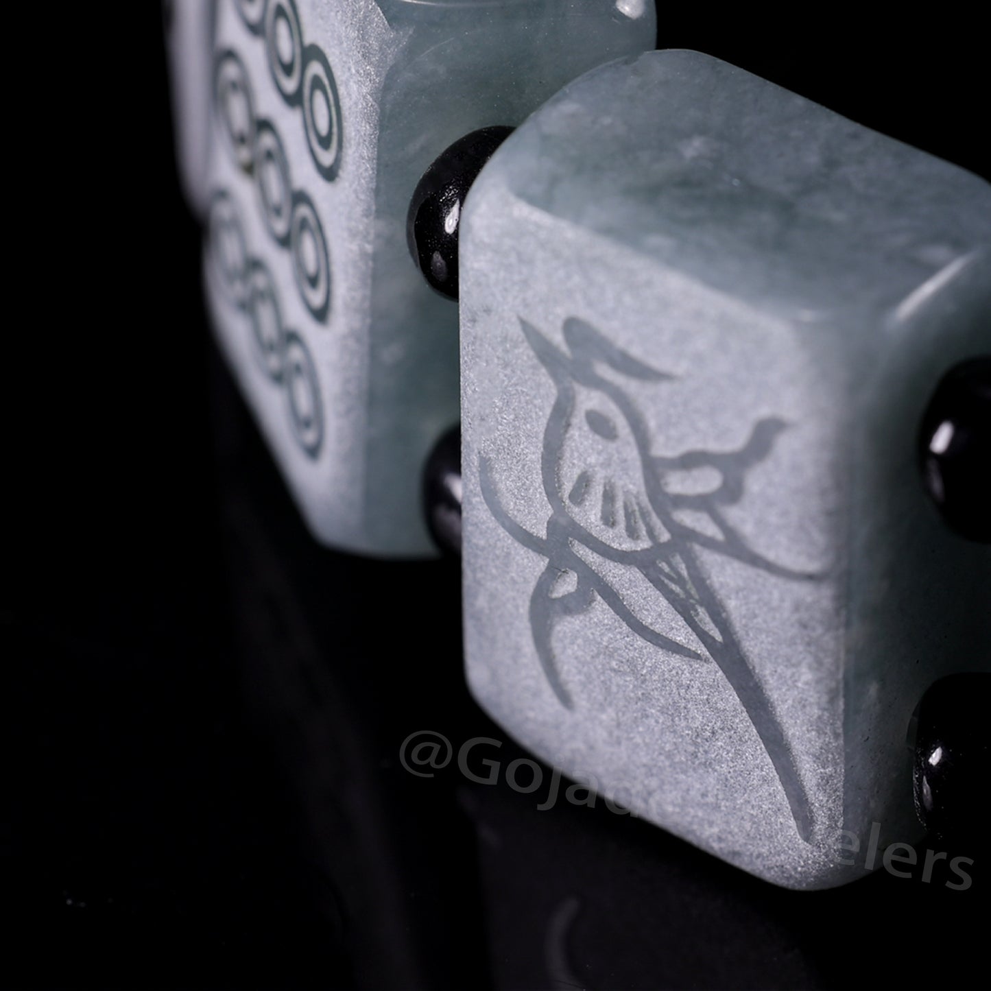 Majiang (Mahjong) 13幺 Bracelet 100% Natural Burma Jade Jadeite With Certificated b87