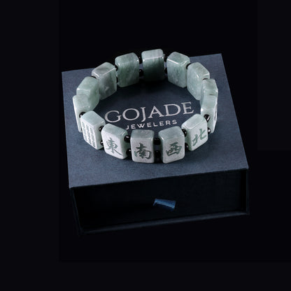 Majiang (Mahjong) 13幺 Bracelet 100% Natural Burma Jade Jadeite With Certificated b87