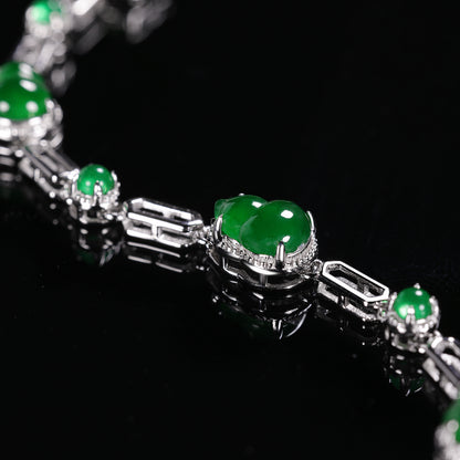 The Bracelet S925 Silver With Burma Natural jade (Calabash Style)