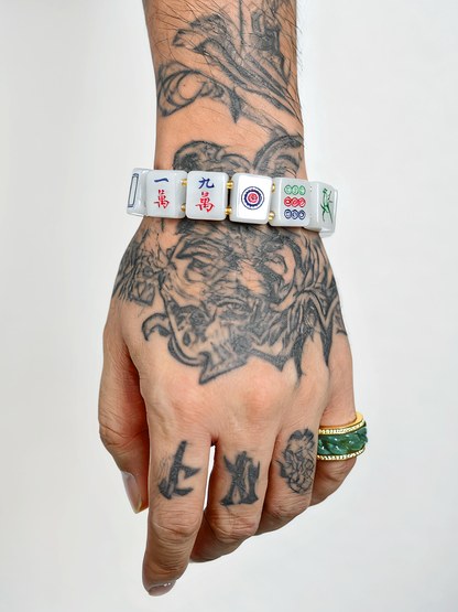 Majiang (Mahjong) 13幺 Bracelet 100% Natural Burma Jade Jadeite With Certificated b87