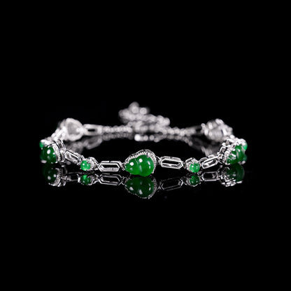 The Bracelet S925 Silver With Burma Natural jade (Calabash Style)