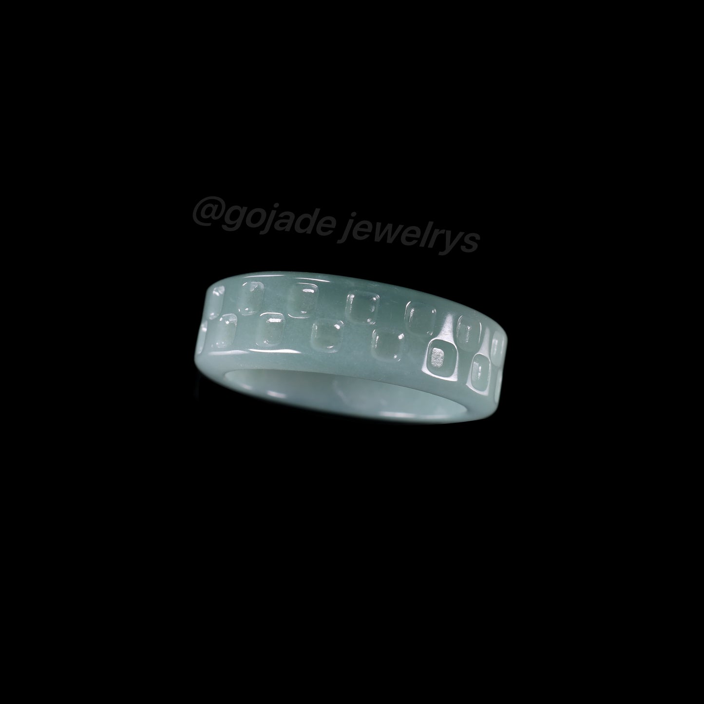 Certified Icy Blue Grid Burma 100% Natural A JADE Jadeite Circle RING 戒指 100004