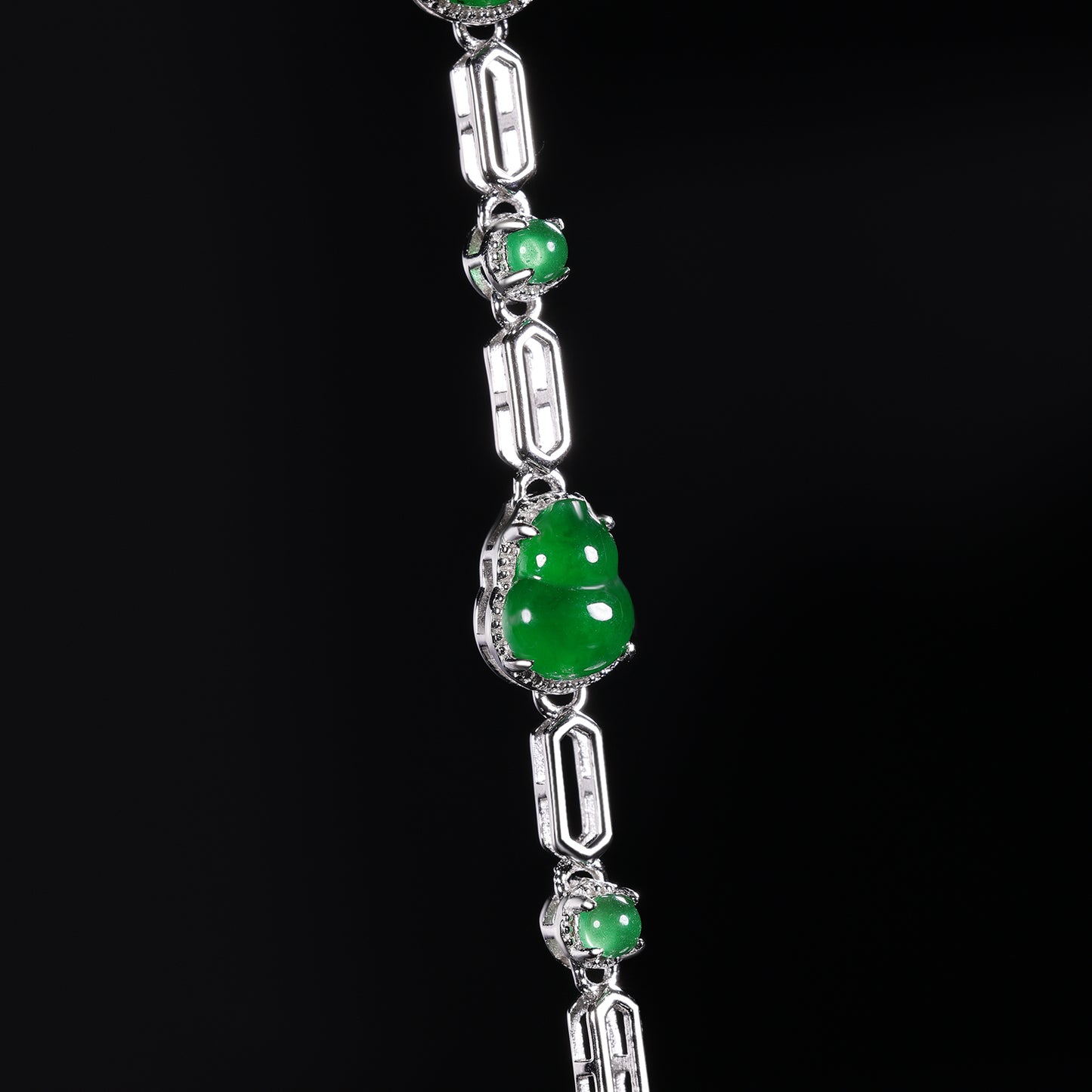 The Bracelet S925 Silver With Burma Natural jade (Calabash Style)