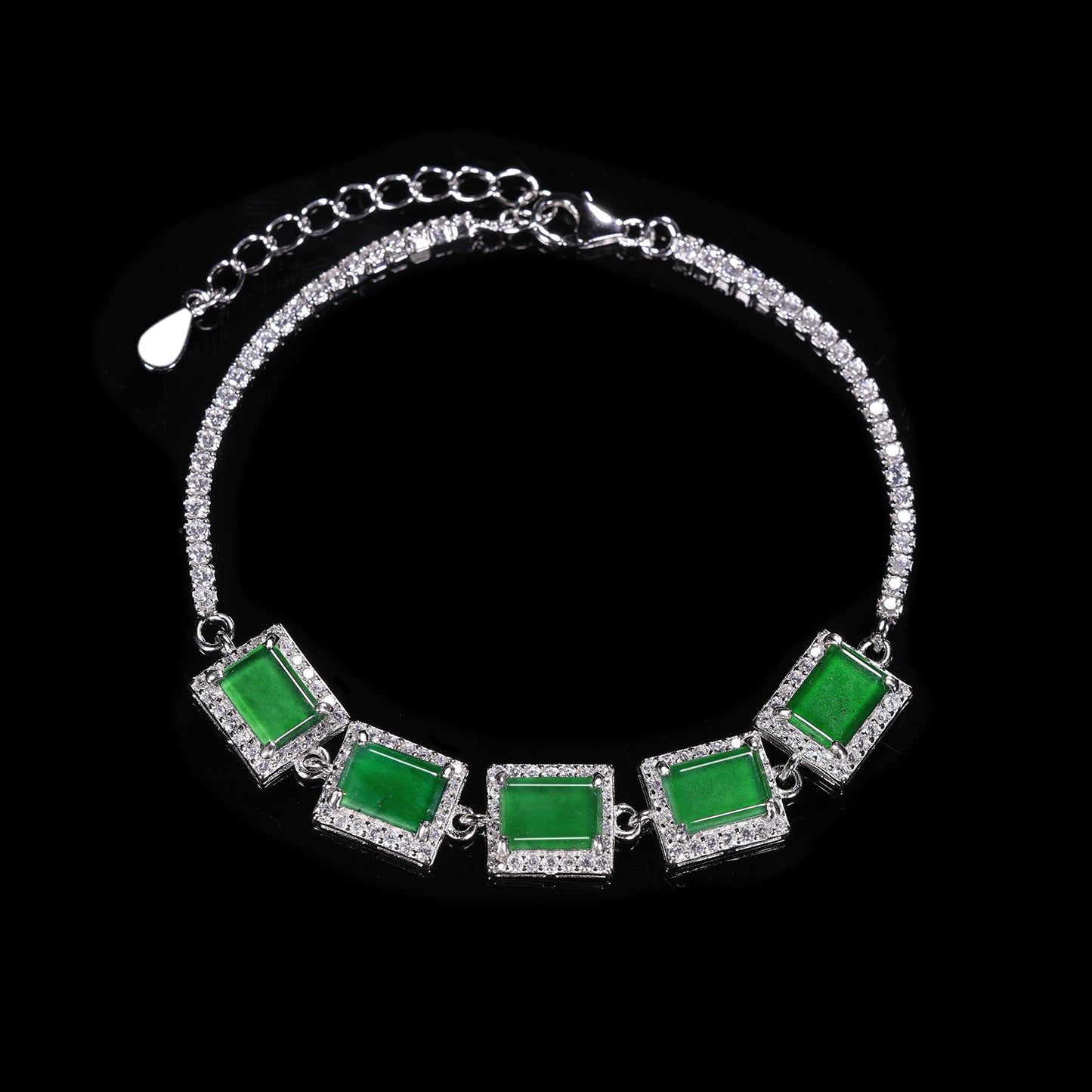 The Bracelet S925 Silver With Burma Natural jade ( Ring Face Style)