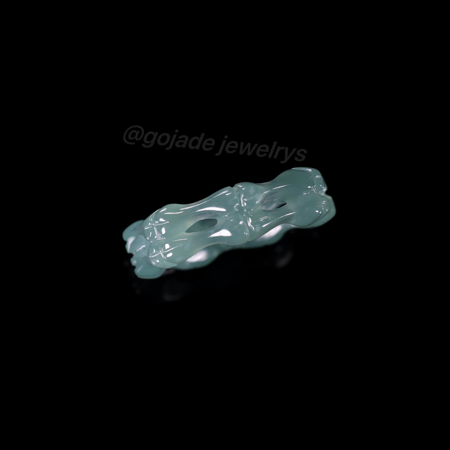 Certified Icy Blue Bone Burma 100% Natural A JADE Jadeite Circle RING 戒指 100002