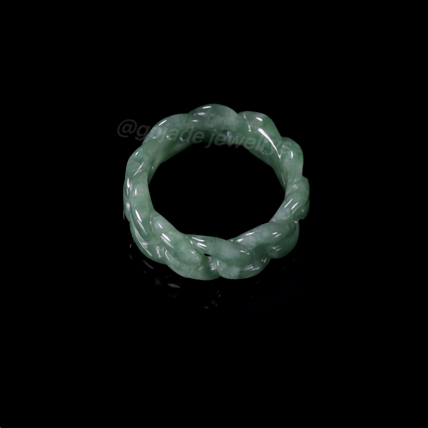 Certified Icy Green Cuban Burma 100% Natural A JADE Jadeite Circle RING 戒指 100000