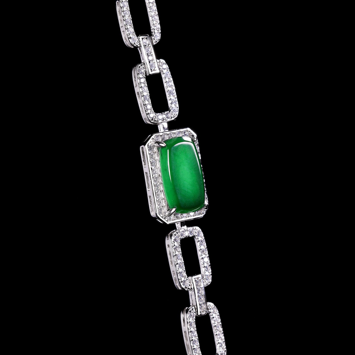 The Bracelet S925 Silver With Burma Natural jade ( Ring Face Style)