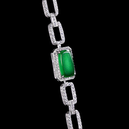 The Bracelet S925 Silver With Burma Natural jade ( Ring Face Style)