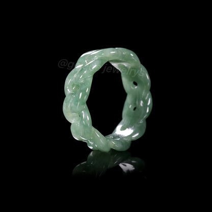 Certified Icy Green Cuban Burma 100% Natural A JADE Jadeite Circle RING 戒指 100000