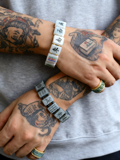 Majiang (Mahjong) 13幺 Bracelet 100% Natural Burma Jade Jadeite With Certificated b87